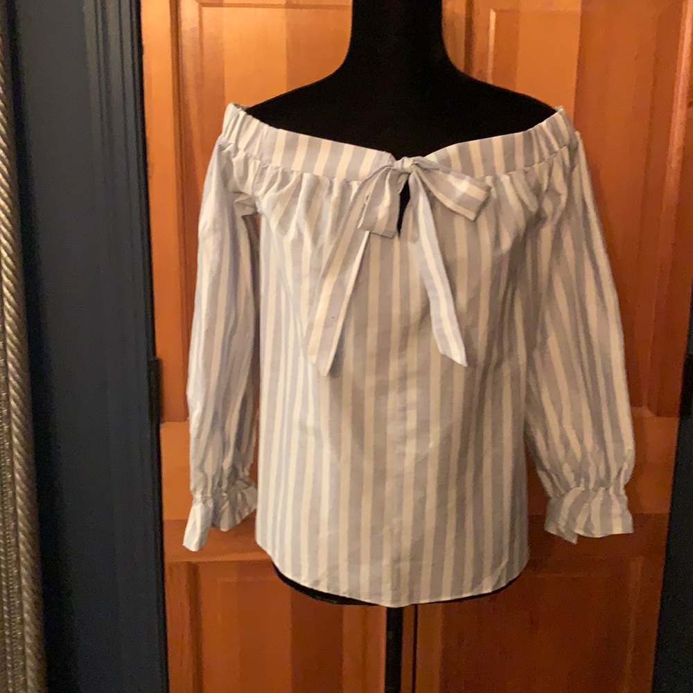 NWT English Factory Striped Off the Shoulder Top